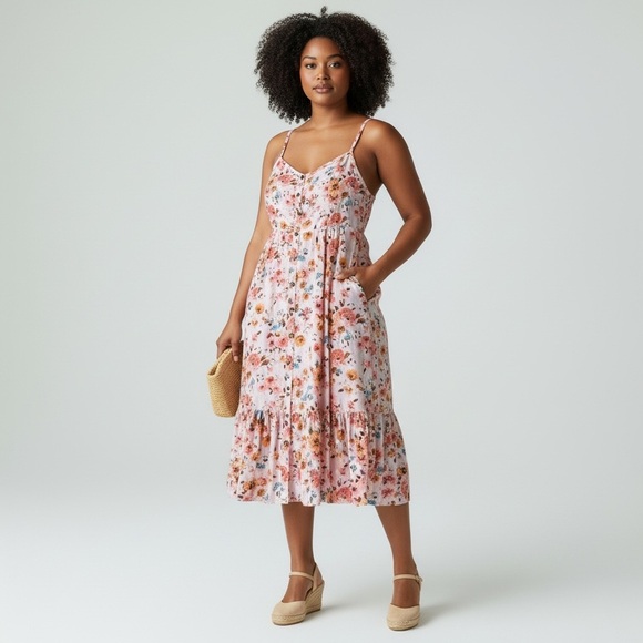 torrid Dresses & Skirts - TORRID Women’s Pink Floral Midi Dress Size 0